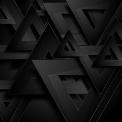 Black triangles abstract tech geometric background. Vector design