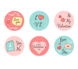 Valentine's stickers, Happy Valentine's day, fall in love