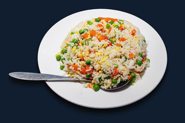Mixed rice and colorful vegetables on a plate