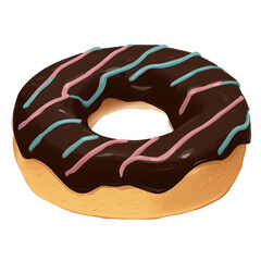 donut drawn digital painting watercolor illustration