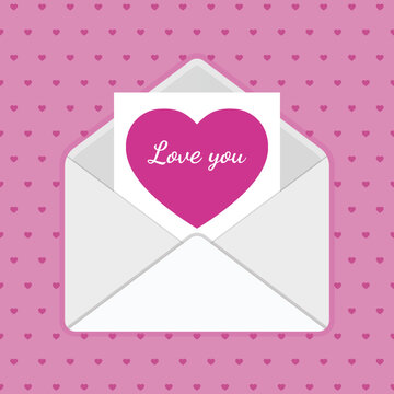 Envelope with heart. Valentine's day. Vector illustration.