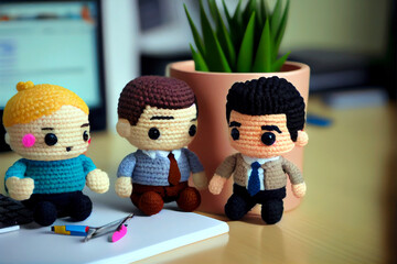People at the office in style of amigurumi