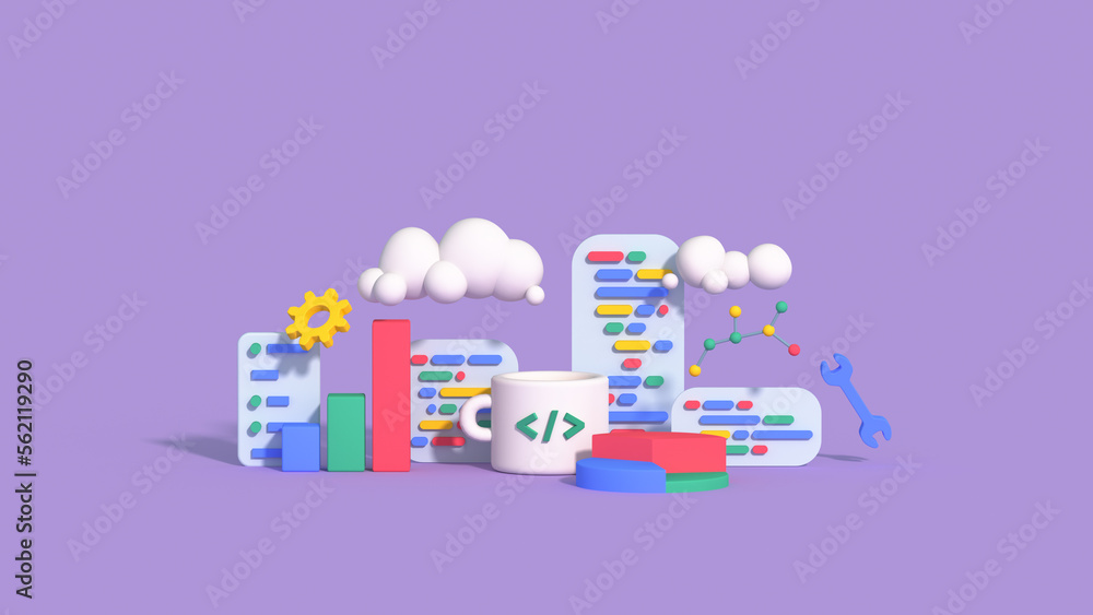 Poster data science concept 3d rendering