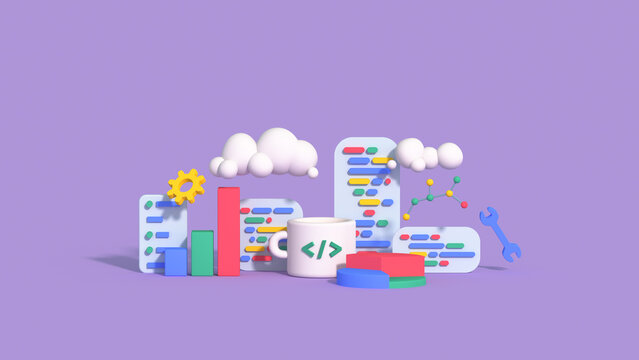 Data science concept 3D Rendering