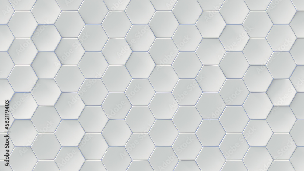 Poster white hexagons abstract geometric background 3d render
