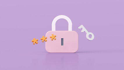 Padlock with password 3D render