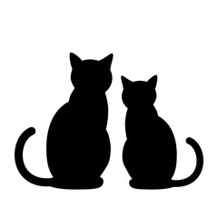 ネコのカップルのシルエット