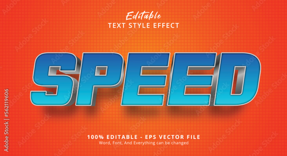 Poster editable text effect, blue speed text style effect