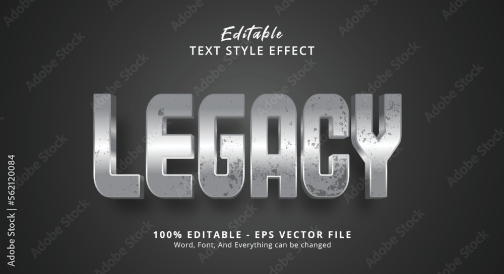 Poster editable text effect, legacy text on grey background style effect