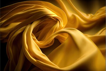 Silk luxury smooth billowing, yellow fabric (ai generated)