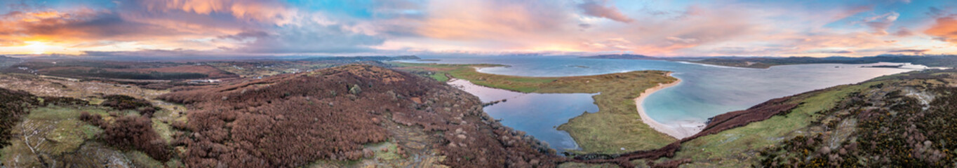Fototapeta na wymiar Aerial view of Gweebarra Bay and Cashelgolan in Donegal - Ireland.