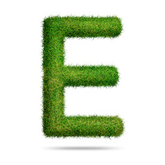 Green grass alphabet letter e for text or education concept
