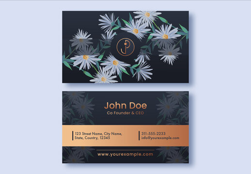 Floral design decorated Business Card