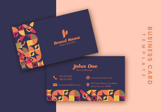 Grey Business Card with Abstract Pattern