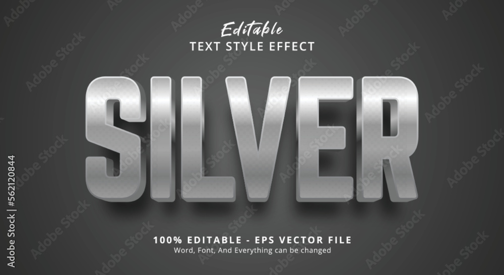 Poster editable text effect, silver text on silver color style effect