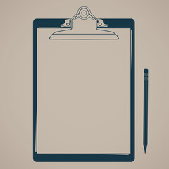 silhouette clipboard with paper and pencil / vector background