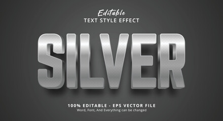 Editable text effect, Silver text on silver color style effect