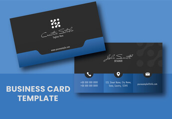 Grey and Blue Business Card Layout