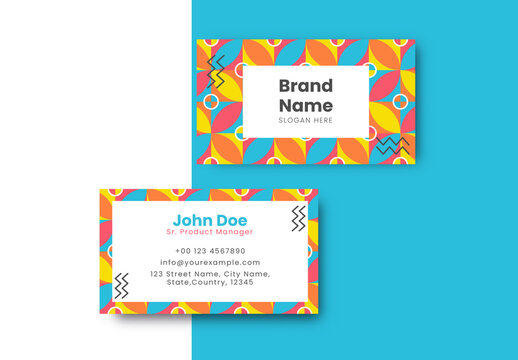 Colourful Patterned Business Card Layout