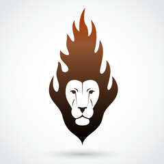 lion head brown color flame logo