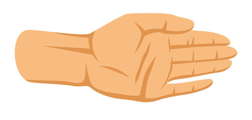 Illustration of human palm. Gesture of asking or giving.
