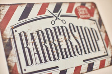 vintage barber shop text sign in wall hairdresser