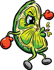 Spitting Lime Slice Cartoon Character Fruit Vector Illustration