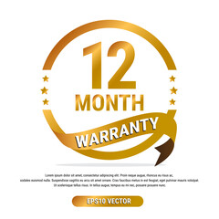 12 month warranty golden badge isolated on white background. label guarantee