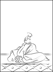 筆書きの百人一首　柿本人麻呂