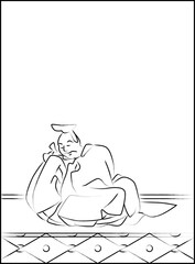 筆書きの百人一首　猿丸大夫