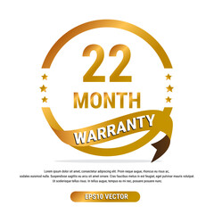 22 month warranty golden badge isolated on white background. label guarantee