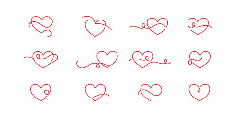 Zestaw serc - kolekcja płaskich ikon. Proste elementy do projektów - serce, miłość, walentynka, zdrowie, troska. - obrazy, fototapety, plakaty
