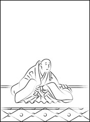 筆書きの百人一首　喜撰法師