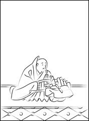 筆書きの百人一首　素性法師