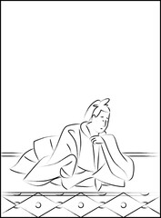 筆書きの百人一首　源宗于朝臣