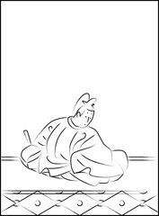 筆書きの百人一首　坂上是則