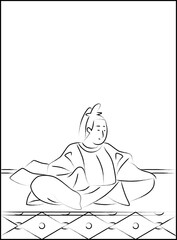 筆書きの百人一首　謙徳公