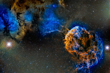 Cosmos, Universe, Jellyfish nebulae, galaxies in space, NASA. Abstract cosmos background