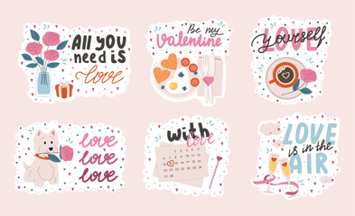 Set of stickers for Valentines day