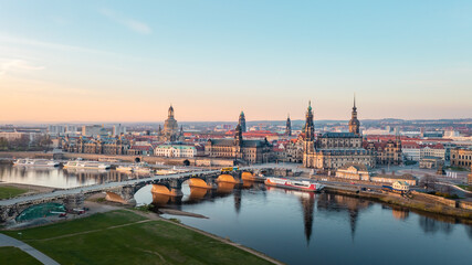 Fototapeta na wymiar View of Dresden city center from above