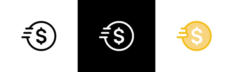 Coin Icon. Dollar coin symbol. Internet money sign, vector illustration