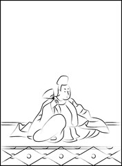 筆書きの百人一首　藤原清輔朝臣