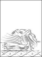 筆書きの百人一首　殷富門院大輔