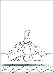 筆書きの百人一首　従二位家隆