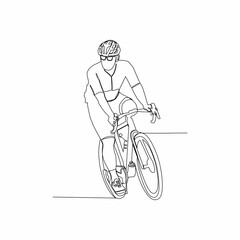 Fototapeta premium continuous line drawing of man exercising bicycle