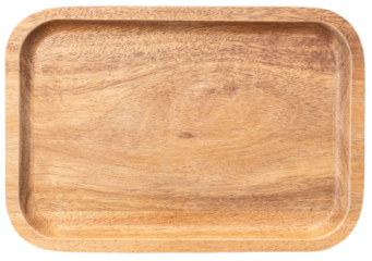 Empty rectangular wooden plate or tray isolated