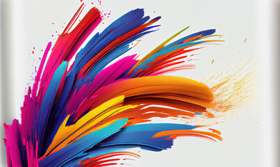 abstract background with brush strokes, rainbow colors over neutral background
