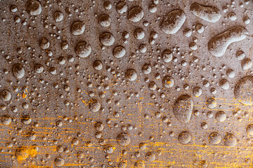 water drops on a metal surface