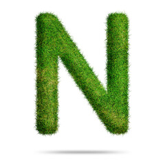 Green grass alphabet letter n for text or education concept
