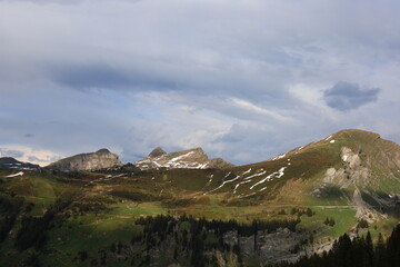 View from the Chésery pass is a small pass of France located in the Alps, in the Chablais massif,...